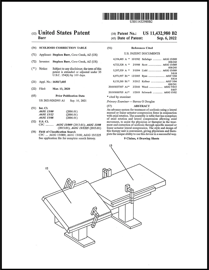 Chiropractic Phoenix AZ Table Patent